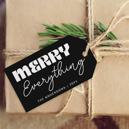 Etiqueta Para Presente Feliz Retrospectiva Mínima Bonita Tudo Preto