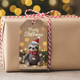 Etiqueta Para Presente Feliz Slothmas Knited Sloth Christmas Gift Tags