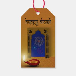 Etiqueta Para Presente Feliz Tag de Presente de Diwali com Fogos de Artif