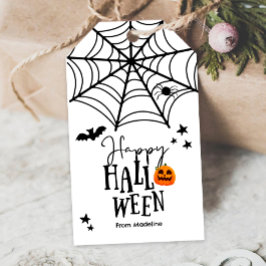 Etiqueta Para Presente Feliz truque de Halloween ou traição de teia de ar
