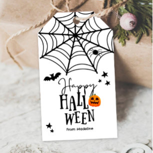 Etiqueta Para Presente Feliz truque de Halloween ou traição de teia de ar