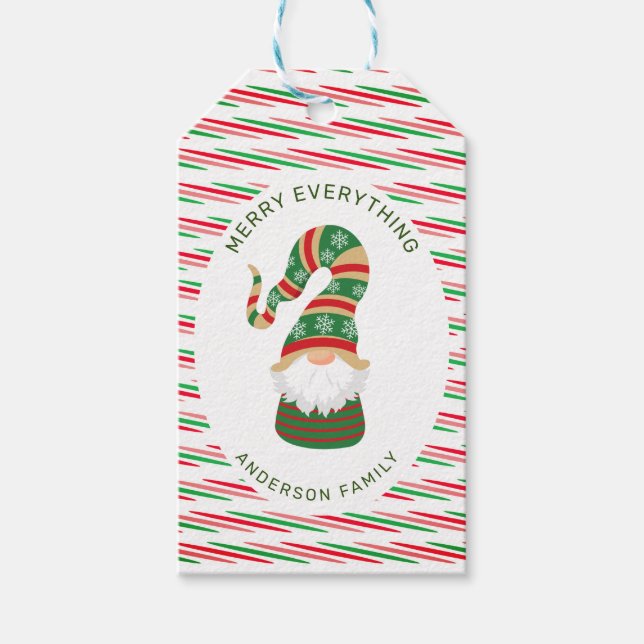 Etiqueta Para Presente Feliz tudo feriado da família gnome (Frente)