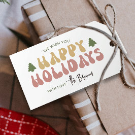 Etiqueta Para Presente Felizes Feriados Coloridos Retrô Nostalgia Natal