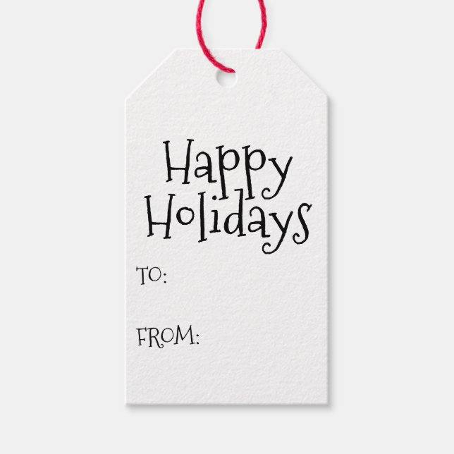 Etiqueta Para Presente Felizes Feriados de preto branco a vazio (Frente)