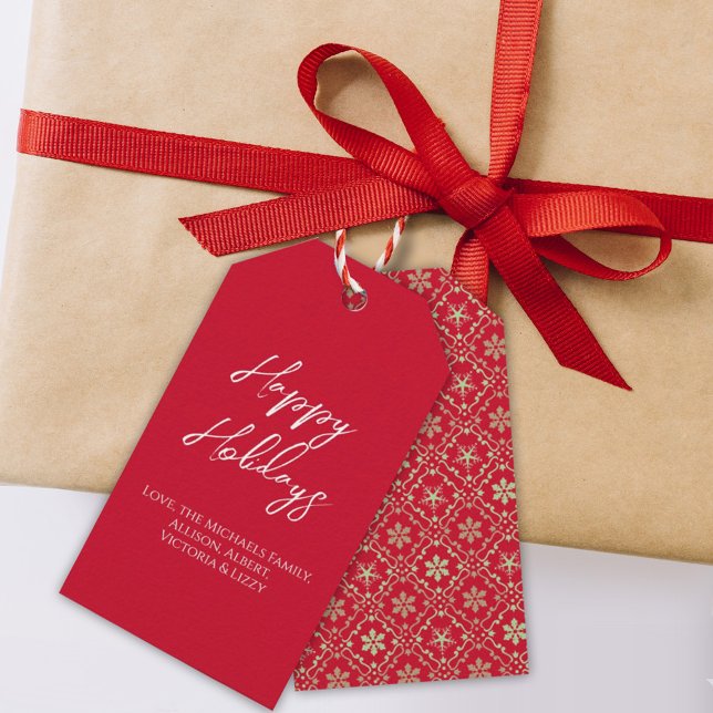 Etiqueta Para Presente Felizes Feriados Simples, Escuro de Neve Minimalis (Criador carregado)