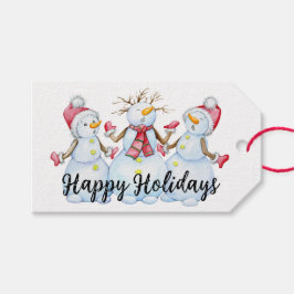 Etiqueta Para Presente Felizes Feriados Snowmen