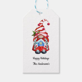 Etiqueta Para Presente Felizes Festas Gnome de Natal Vermelho