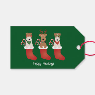 Etiqueta Para Presente Felizes Pawlidays Welsh Wire Fox Terrier Dogs