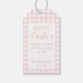 Etiqueta Para Presente Felz pascoa Baby Pink Small Gingham Personalizado
