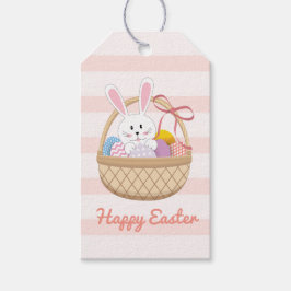Etiqueta Para Presente Felz pascoa Coelhinho De Banho Rosa E Branco Na Ce