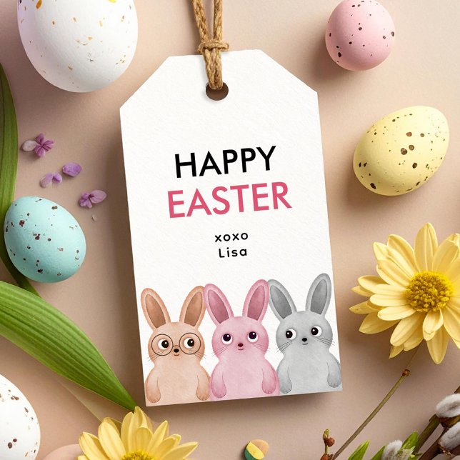 Etiqueta Para Presente Felz pascoa com três adoráveis bebebezinhos (Criador carregado)