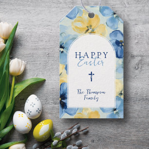 Etiqueta Para Presente Felz pascoa Floral Religioso Nome Personalizado