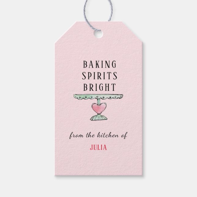 Etiqueta Para Presente Feria de Natal 'Assando Espíritos Alegres' Rosa  (Frente)