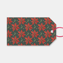 Etiqueta Para Presente Feriado Clássico de Poinsetta