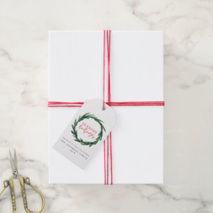 Etiqueta Para Presente Feriado da grinalda da aguarela e do Natal da