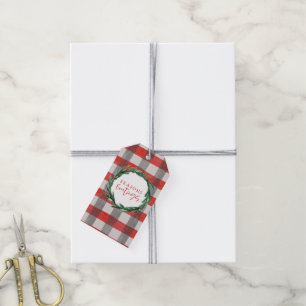 Etiqueta Para Presente Feriado da grinalda da aguarela e do Natal da