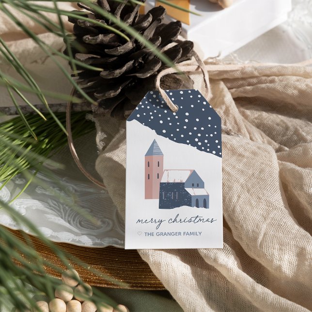 Etiqueta Para Presente Feriado da Vila Snowy (Criador carregado)