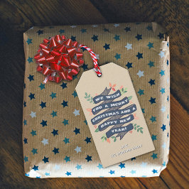 Etiqueta Para Presente Feriado de Bandeira de Natal Floral Whimsical