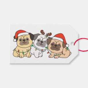 Etiqueta Para Presente Feriado de Cães de Natal Pug Cute