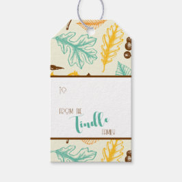 Etiqueta Para Presente Feriado de Folha Colorida da Imagem Retroativa Per