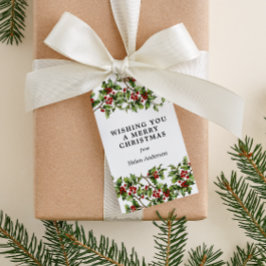Etiqueta Para Presente Feriado de Natal antigo Holly