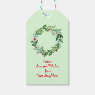 Etiqueta Para Presente Feriado de Natal com Aquarela pintada Manipulada