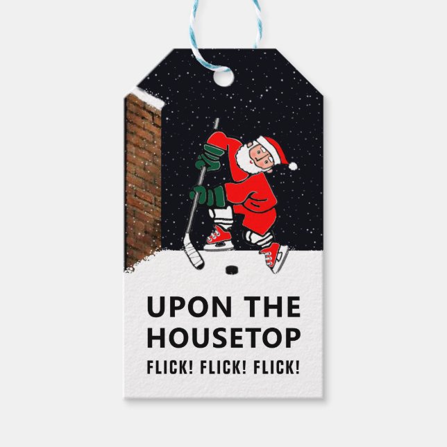 Etiqueta Para Presente Feriado de Natal de Hockey (Frente)