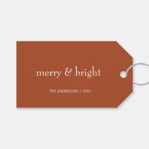 Etiqueta Para Presente Feriado de Natal de Terracotta, Feliz Moderna e Br