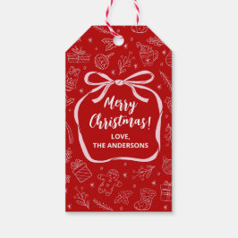 Etiqueta Para Presente Feriado de Natal Desenhado na Mão Branca