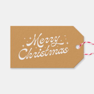 Etiqueta Para Presente Feriado de Natal Feliz com Script Retro Dourado