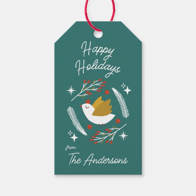 Etiqueta Para Presente Feriado de Natal moderno - Berries Personalizáveis (Frente)