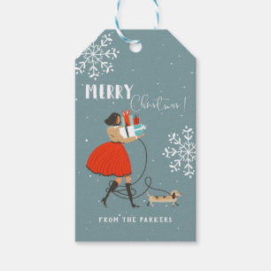 Etiqueta Para Presente Feriado de Natal Moderno do Século Médio Retro