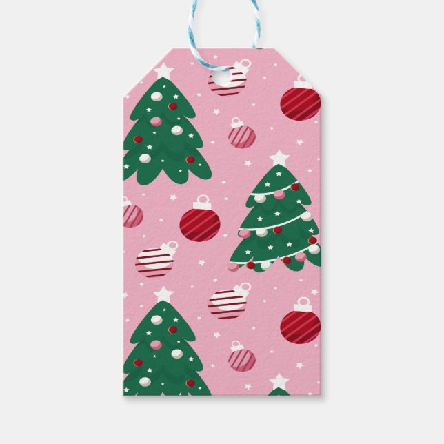 Etiqueta Para Presente Feriado de Natal Pink Sweet Greenery (Frente)