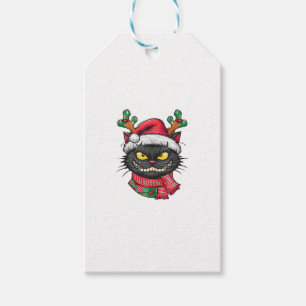Etiqueta Para Presente Feriado de Natal preto de Santa Hat, Natal _