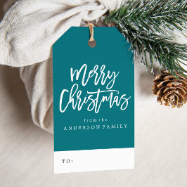Etiqueta Para Presente Feriado de Natal Teal Felry