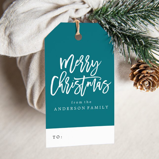 Etiqueta Para Presente Feriado de Natal Teal Felry (Criador carregado)
