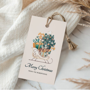 Etiqueta Para Presente Feriado de Noite de Natal em Aquarela