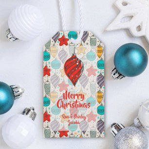 Etiqueta Para Presente Feriado de Ornamentos de Árvore de natais vintages