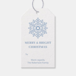 Etiqueta Para Presente Feriado de Padrão Simples de Floco de Neve Azul Cl