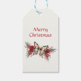 Etiqueta Para Presente Feriado de Poinsettia Vintage de Natal