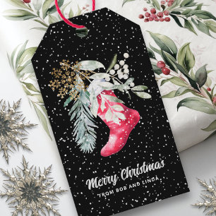 Etiqueta Para Presente Feriado de Script de Estoque Elegante de Aquarela 