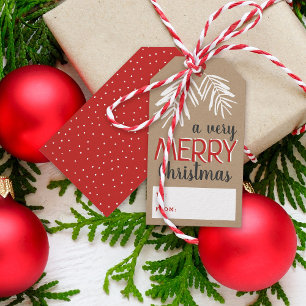 Etiqueta Para Presente Feriado do Berry Branch de Natal Muito Feliz