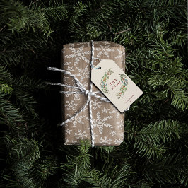 Etiqueta Para Presente Feriado Feliz Feriado de Natal Botânico Elegante
