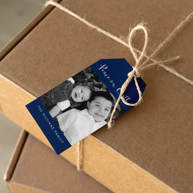 Etiqueta Para Presente Feriado fotográfico "Paz na Terra" (Criador carregado)