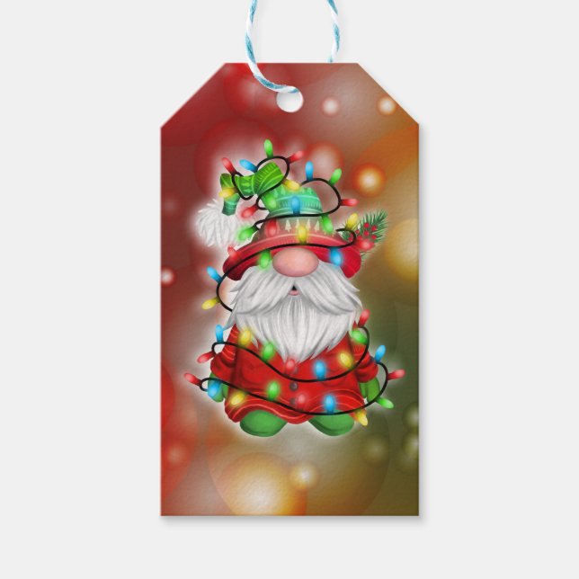 Etiqueta Para Presente Feriado Gnomo Feriado de Natal Tangle (Frente)
