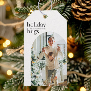 Etiqueta Para Presente Feriado Hugs Personalizado Foto Natal