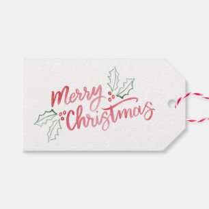 Etiqueta Para Presente Feriado inclinado do Feliz Natal da aguarela do na