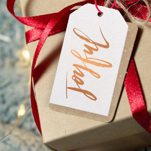 Etiqueta Para Presente Feriado minimalista branco Dourado vermelho ALEGRE