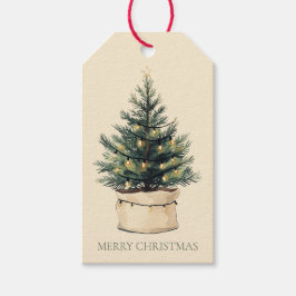 Etiqueta Para Presente Feriado Mínimo da Árvore de Natal Rustic