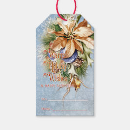Etiqueta Para Presente Feriado Quente de Poinsetta de Natal Deseja Etique